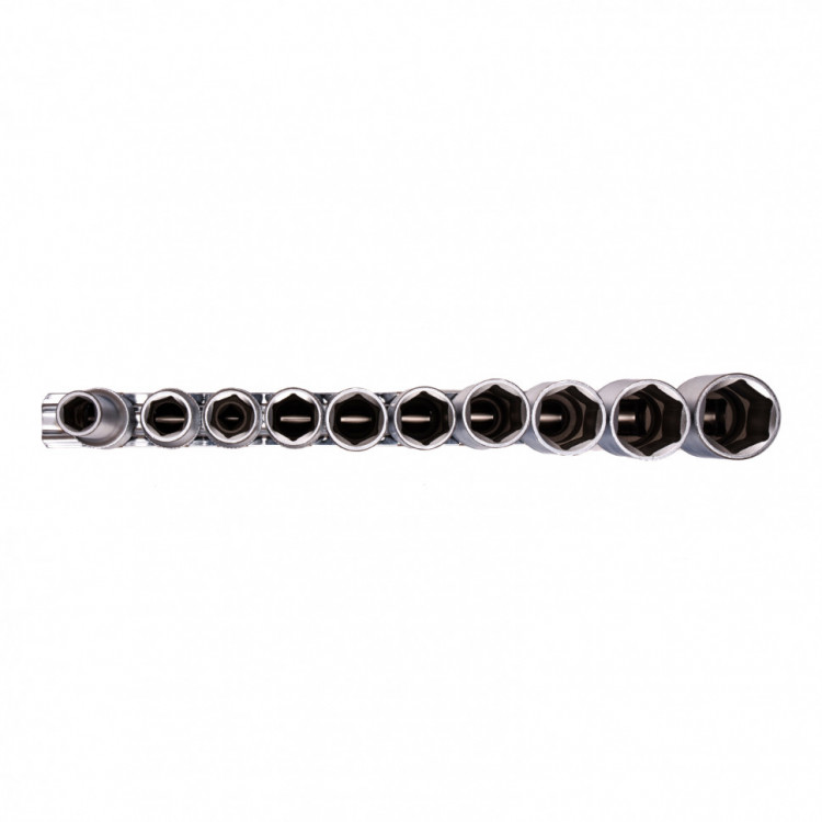 Набор удлиненных торцевых головок 1/2&quot;, шестигранные, CrV, 10 шт., 10-22 мм Stels