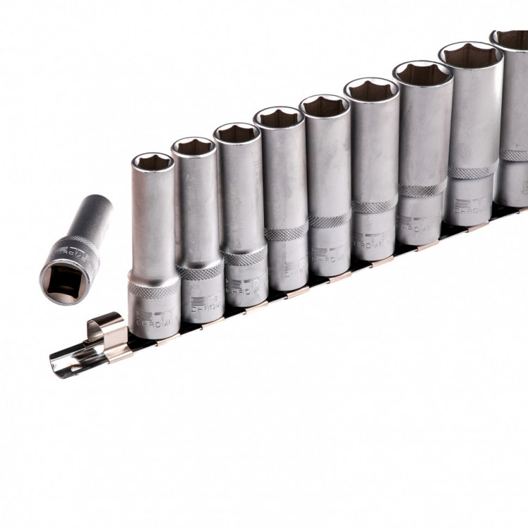 Набор удлиненных торцевых головок 1/2&quot;, шестигранные, CrV, 10 шт., 10-22 мм Stels