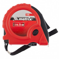 Рулетка Rubber, 7,5 м х 25 мм, обрезиненный корпус Matrix