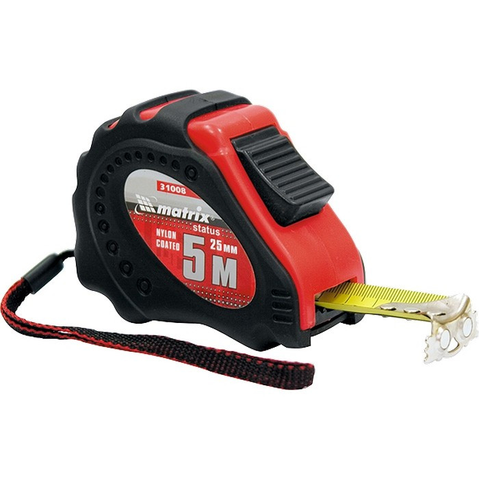 Рулетка Status autostop Magnet+, 7,5 м х 25 мм, обрезиненная, Нейлоновое покрытие Matrix