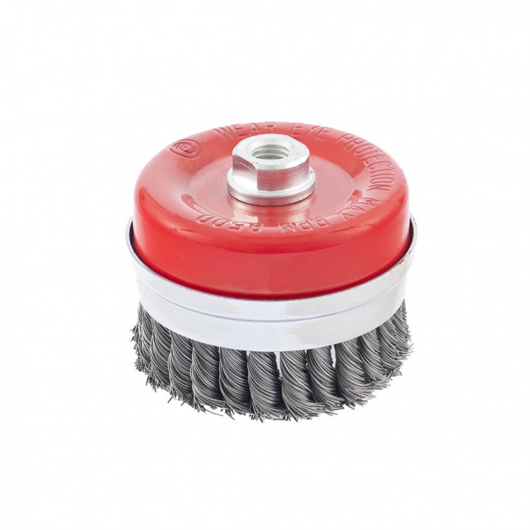 Щетка для УШМ Heavy Duty, 100 мм, М14, &quot;чашка&quot;, крученая проволока 0,5 мм Matrix