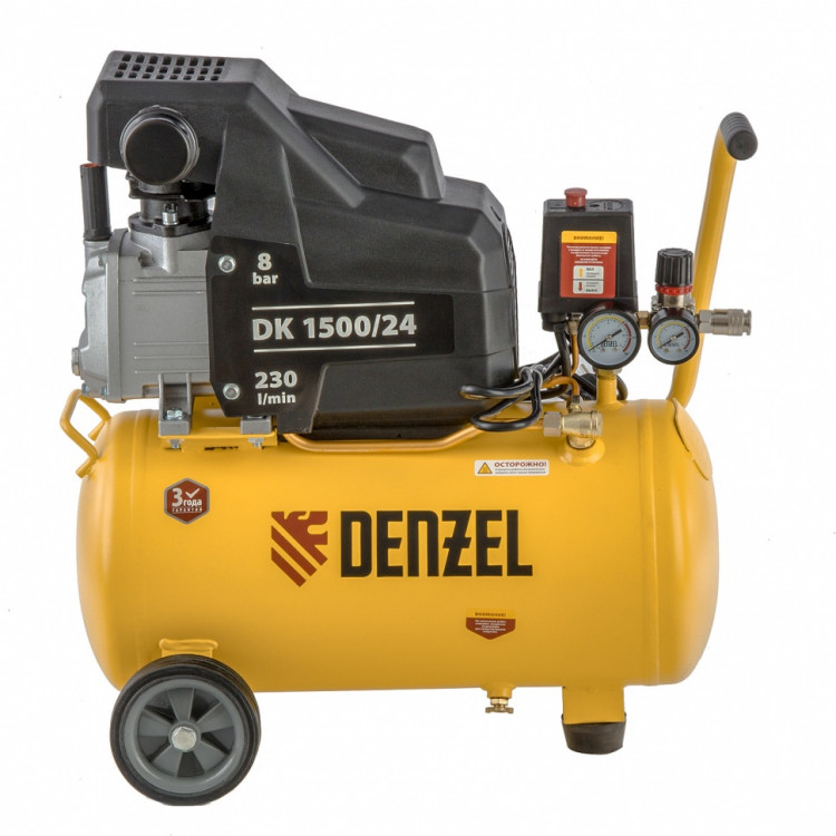 Компрессор воздушный DK1500/24, Х-PRO 1,5 кВт, 230 л/мин, 24 л Denzel