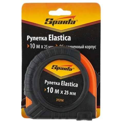 Рулетка Elastica, 10 м х 25 мм, обрезиненный корпус Sparta