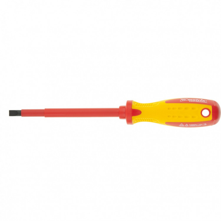 Отвертка Insulated, SL6,5 x 150 мм, CrMo, до 1000 В, двухкомпонентная рукоятка Matrix Professional