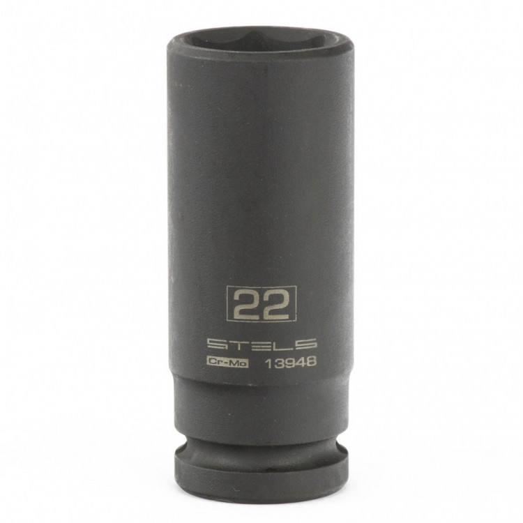 Головка ударная удлиненная шестигранная, 22 мм, 1/2, CrMo Stels