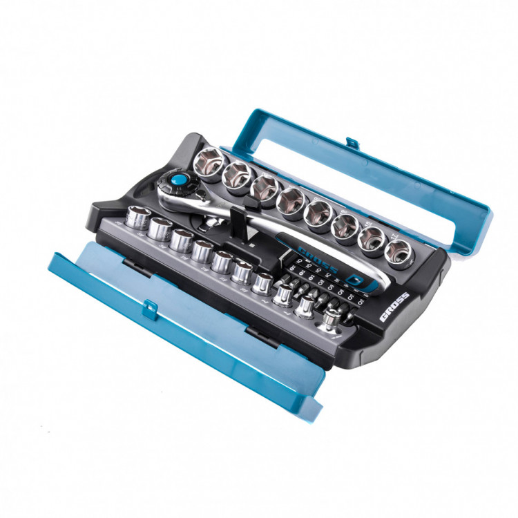 Набор торцевых головок, трещотка 120 зубьев, 36 предметов, 1/2&quot;, 3/8”, CrV Gross