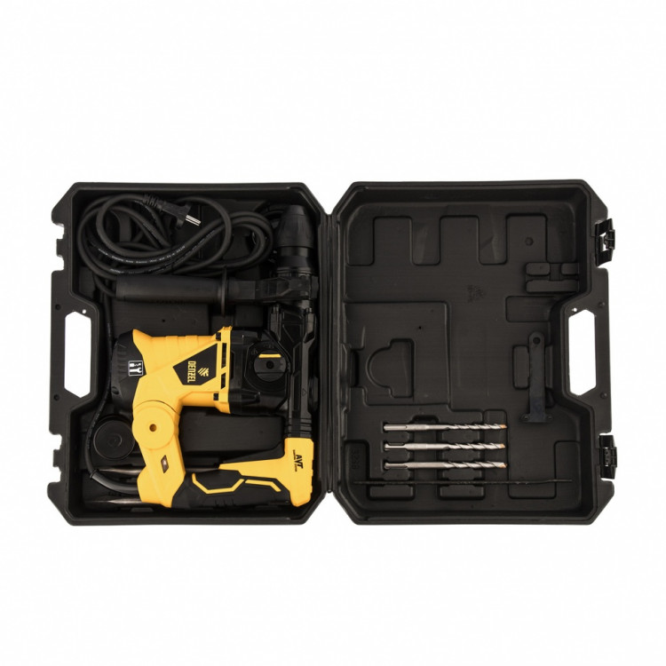 Перфоратор электрический RHV-1250-30, SDS-plus, 1250 Вт, 5 Дж, 3 плюс 1 режим Denzel