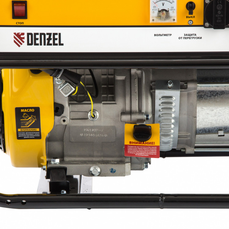 Генератор бензиновый GE 6900, 5.5 кВт, 220 В/50 Гц, 25 л, ручной старт Denzel