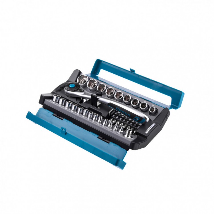Набор торцевых головок, трещотка 120 зубьев, 41 предмет, 1/2&quot;, 1/4&quot;, CrV Gross