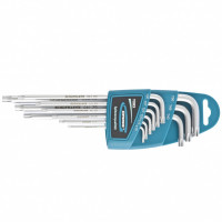 Набор ключей имбусовых TORX-TT, 9 шт: T10-T50, экстра-длинные, S2, сатинированные Gross
