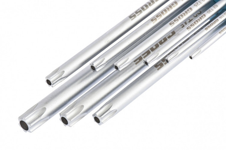 Набор ключей имбусовых TORX-TT, 9 шт: T10-T50, экстра-длинные, S2, сатинированные Gross