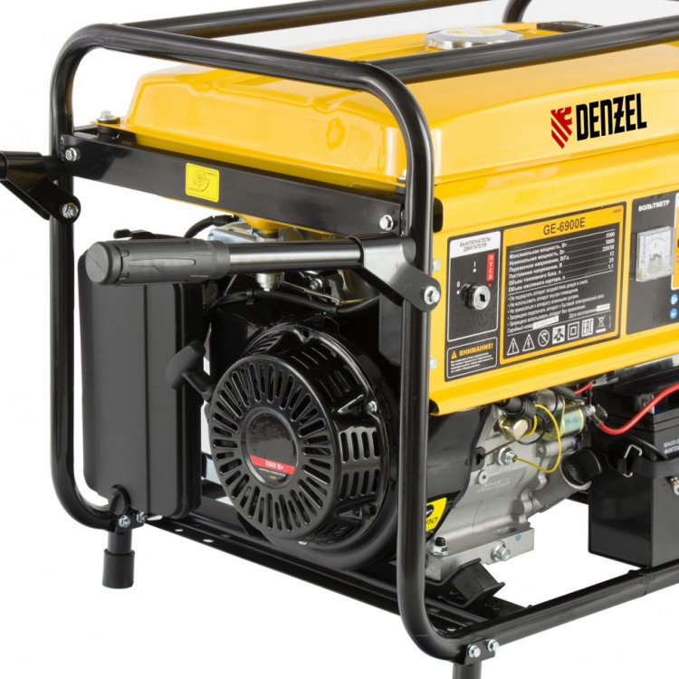 Генератор бензиновый GE 6900E, 5.5 кВт, 220 В/50 Гц, 25 л, электростартер Denzel
