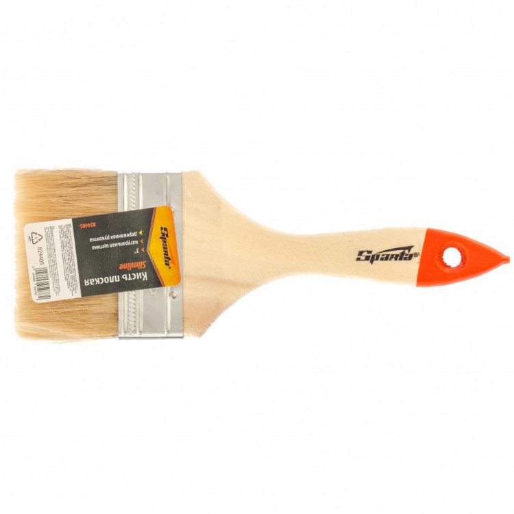 Кисть плоская Slimline 3&quot; (75 мм), натуральная щетина, деревянная ручка Sparta